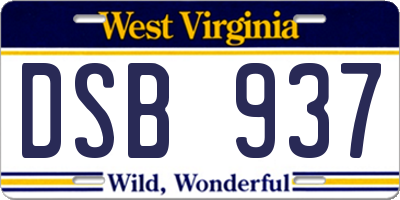WV license plate DSB937