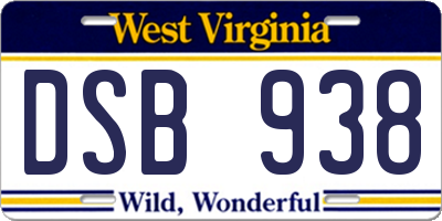 WV license plate DSB938