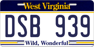 WV license plate DSB939