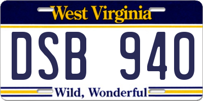WV license plate DSB940