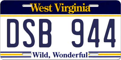 WV license plate DSB944