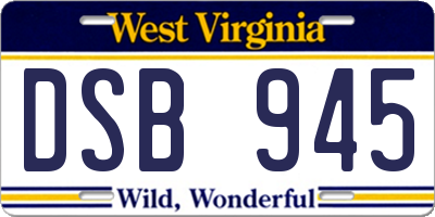 WV license plate DSB945