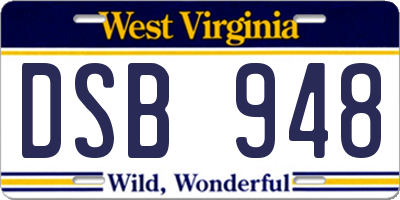 WV license plate DSB948