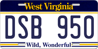 WV license plate DSB950