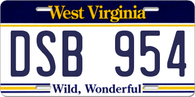 WV license plate DSB954