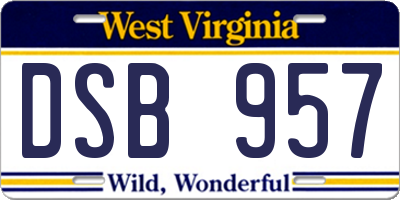WV license plate DSB957