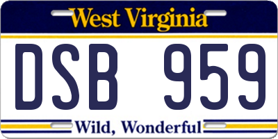 WV license plate DSB959