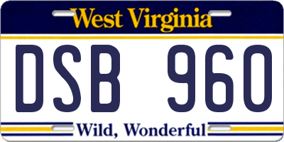 WV license plate DSB960