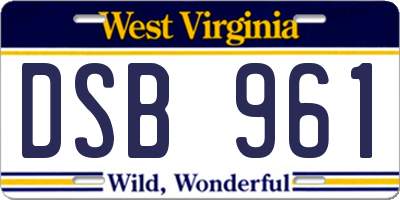 WV license plate DSB961