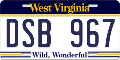 WV license plate DSB967