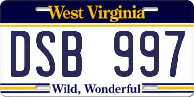 WV license plate DSB997