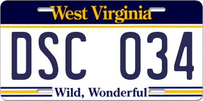 WV license plate DSC034