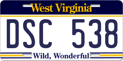 WV license plate DSC538