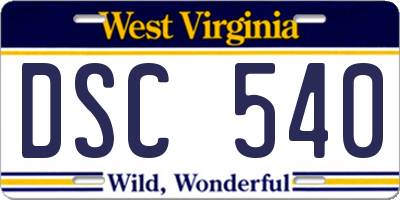 WV license plate DSC540