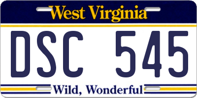 WV license plate DSC545