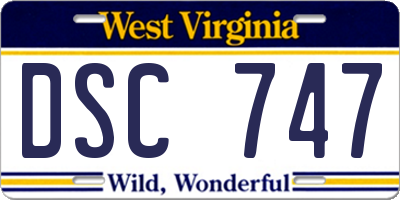 WV license plate DSC747