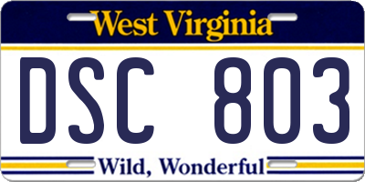 WV license plate DSC803