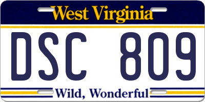 WV license plate DSC809