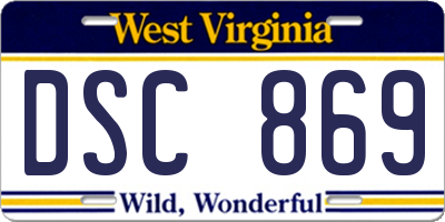WV license plate DSC869