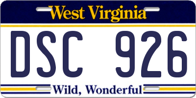 WV license plate DSC926