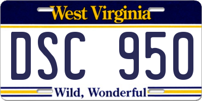 WV license plate DSC950