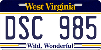 WV license plate DSC985
