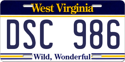 WV license plate DSC986
