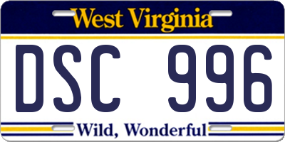 WV license plate DSC996