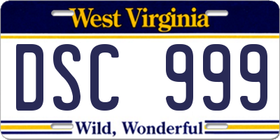 WV license plate DSC999