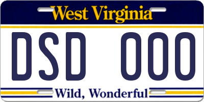 WV license plate DSD000