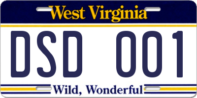 WV license plate DSD001