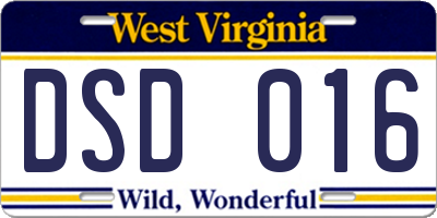 WV license plate DSD016
