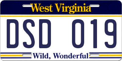 WV license plate DSD019