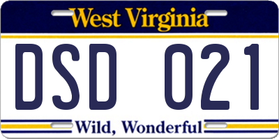 WV license plate DSD021