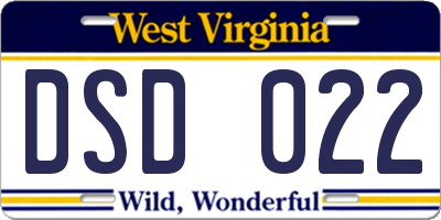 WV license plate DSD022