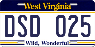 WV license plate DSD025