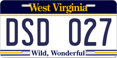 WV license plate DSD027