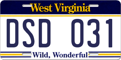 WV license plate DSD031