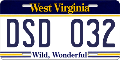 WV license plate DSD032