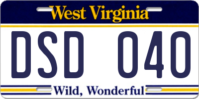 WV license plate DSD040