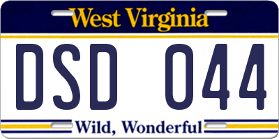 WV license plate DSD044