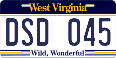 WV license plate DSD045