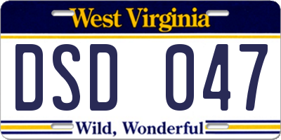WV license plate DSD047