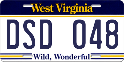 WV license plate DSD048