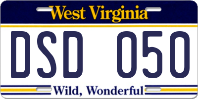 WV license plate DSD050