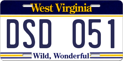 WV license plate DSD051