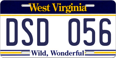 WV license plate DSD056
