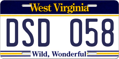 WV license plate DSD058
