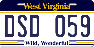 WV license plate DSD059