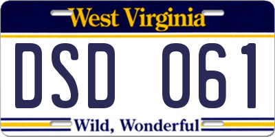WV license plate DSD061